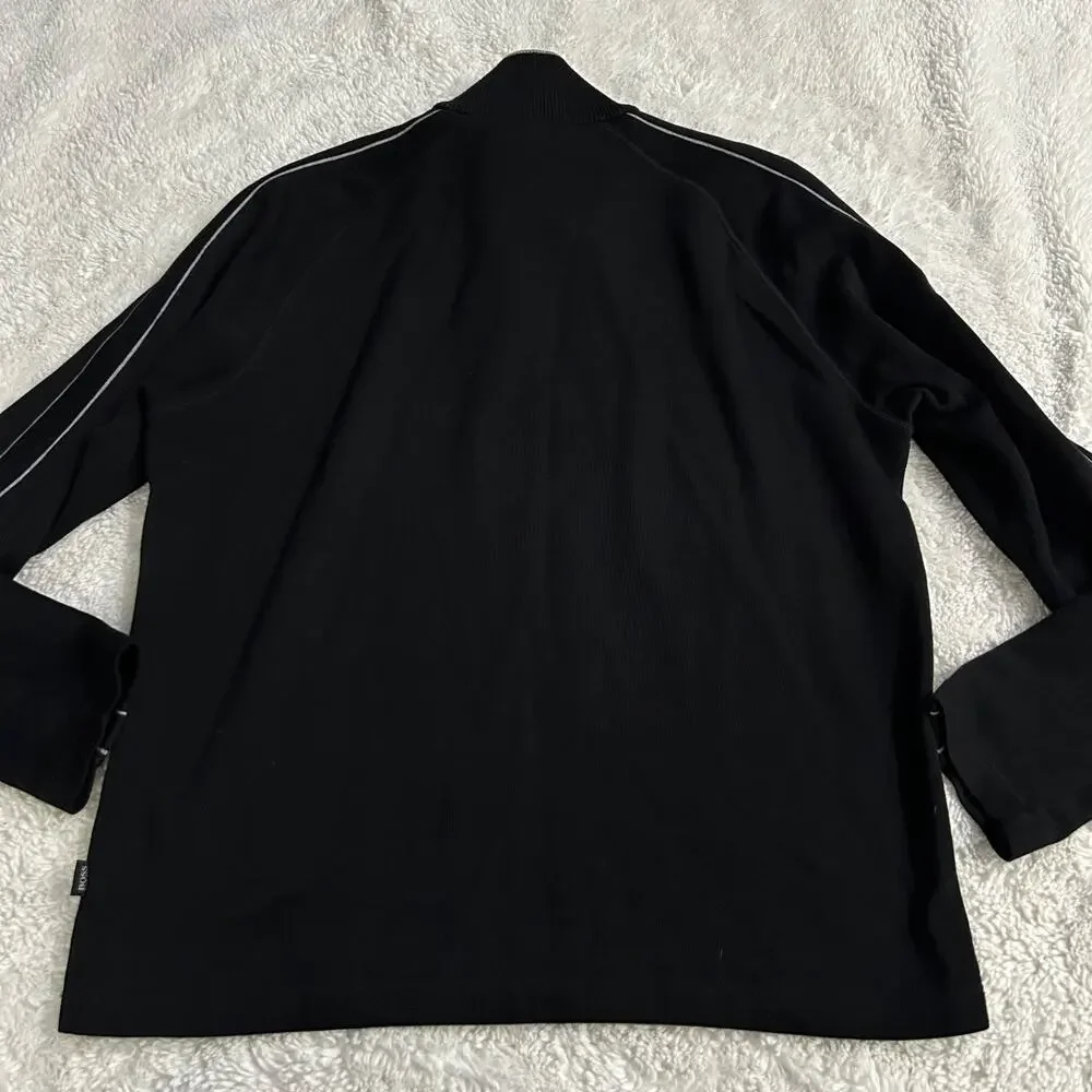 Hugo Boss Quarter Snap Sweatshirt Mens XL Black Business Office Attire Preppy